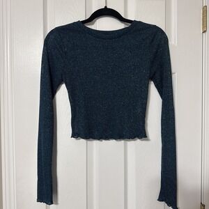 Sparkly sheer mesh long sleeve top.